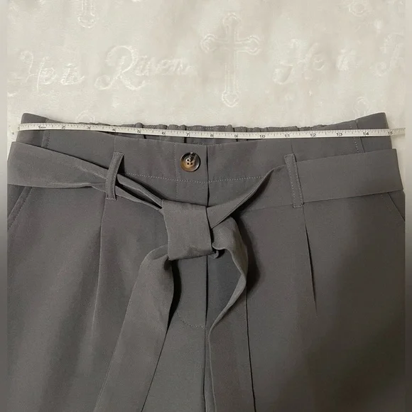 One by Chapter One Gray Women's Ankle Belted Tie-Waist Pants - Picture 3 of 4